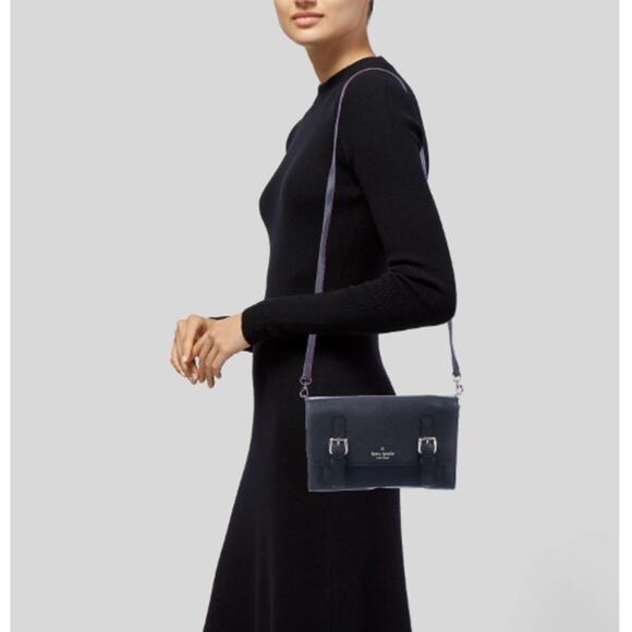 KATE Spade New York Allen Street Neil Black Leather Crossbody Bag Classic Retro - Picture 1 of 15